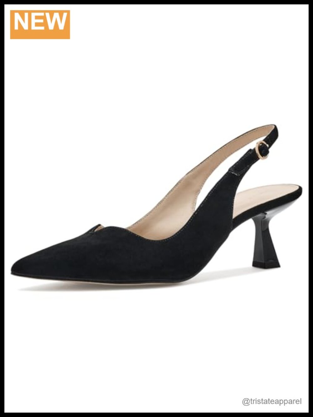 Pelle Moda Janah Black Kid Suede Pointed Toe Stiletto Slingback Pump